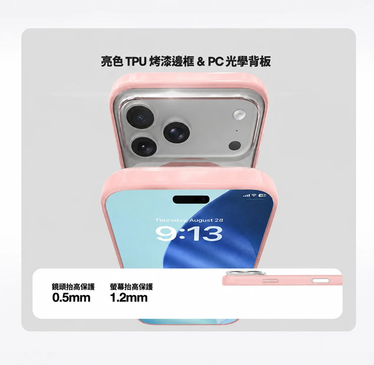 WLONS 透明手機殼 PC 與 TPU 結構，繁體商品圖